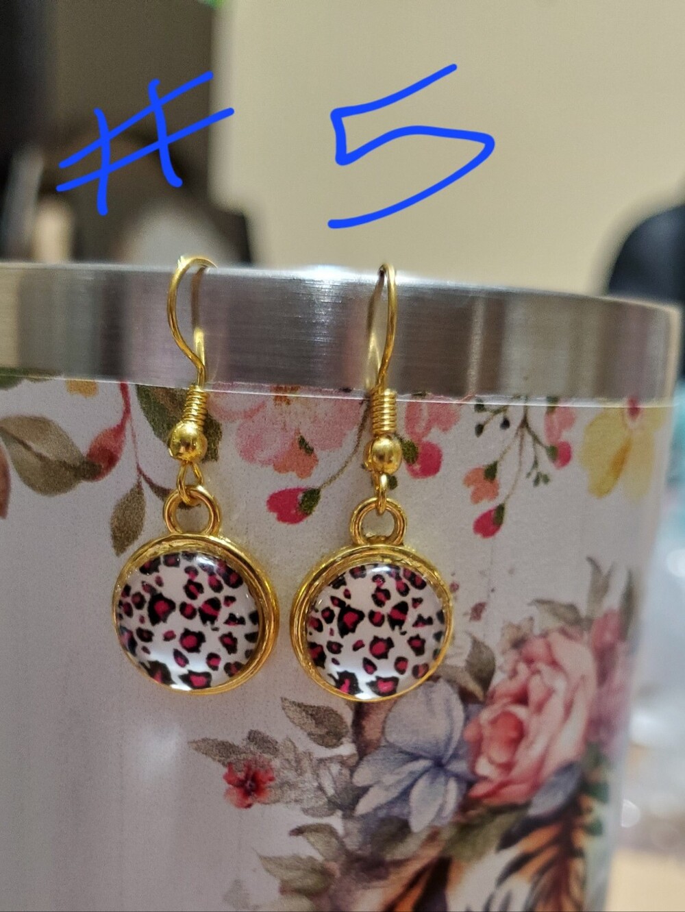 Druzy Animal Print Wired Earrings w/ Rubber Backings. - Picture 5 of 5